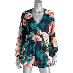 SHOW ME YOUR MUMU | Romper Rocky Long Sleeve Floral Rose Black Pink Women's S
